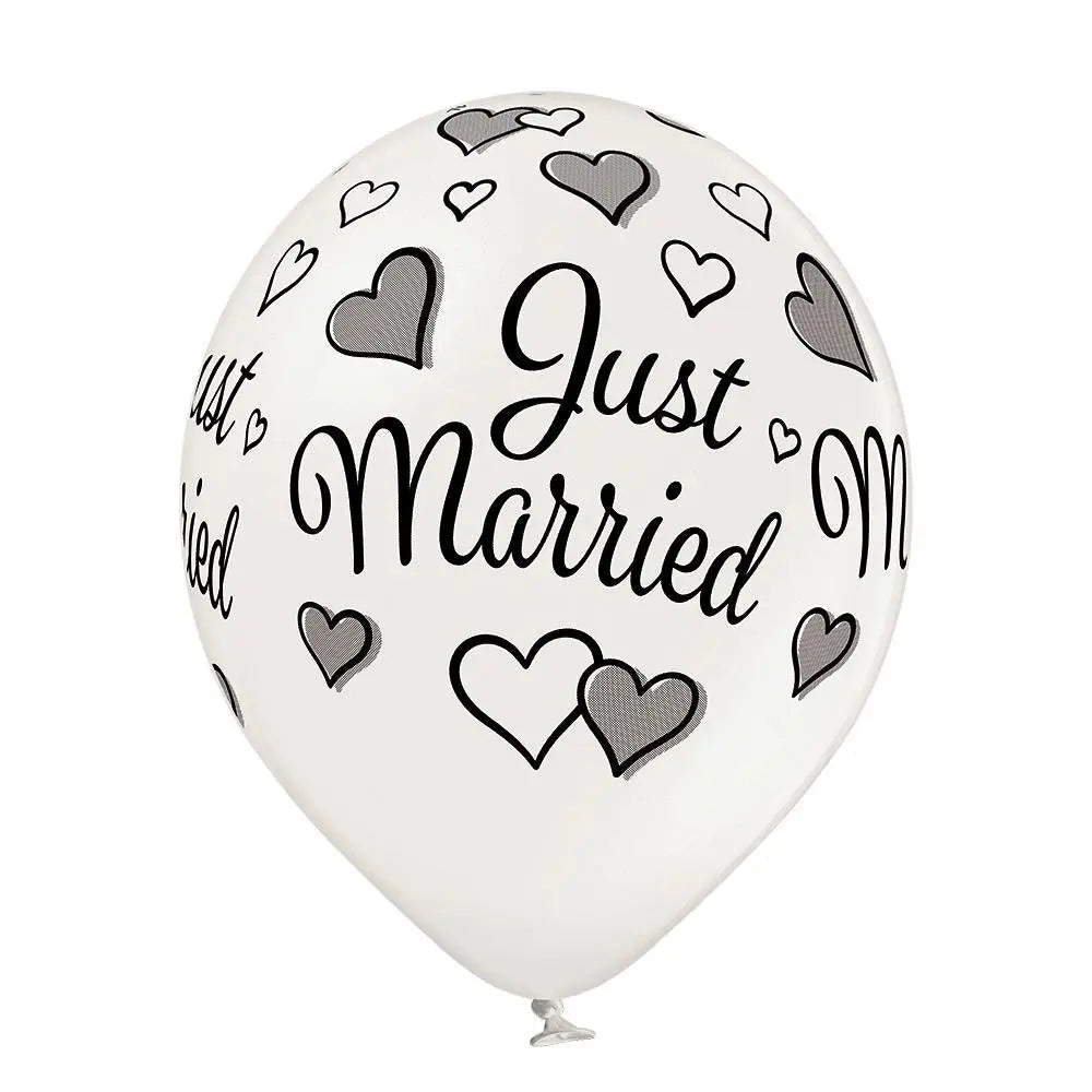 Just Married Herze Ballon - Latex bedruckt