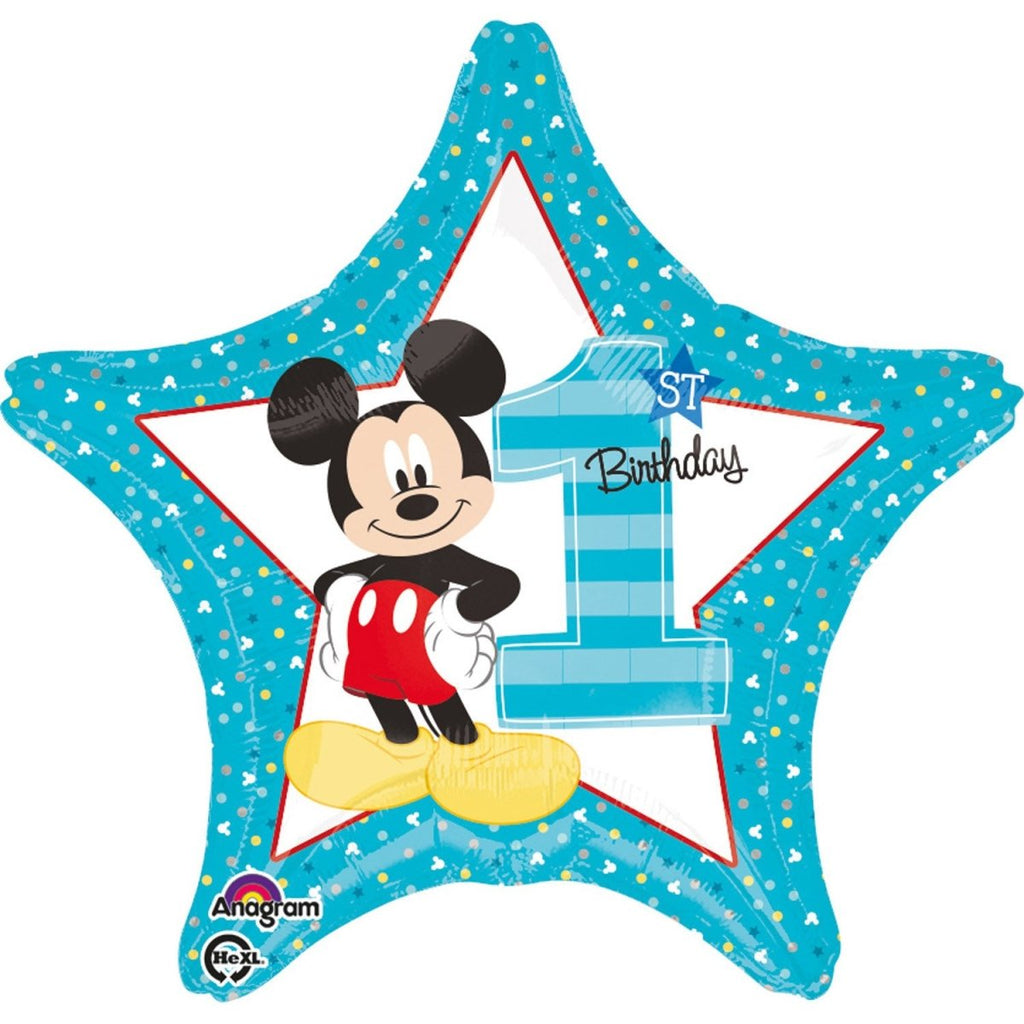 Mickey Mouse 1 Geburtstag Ballon (mit Helium gefüllt) - LIscenced klein