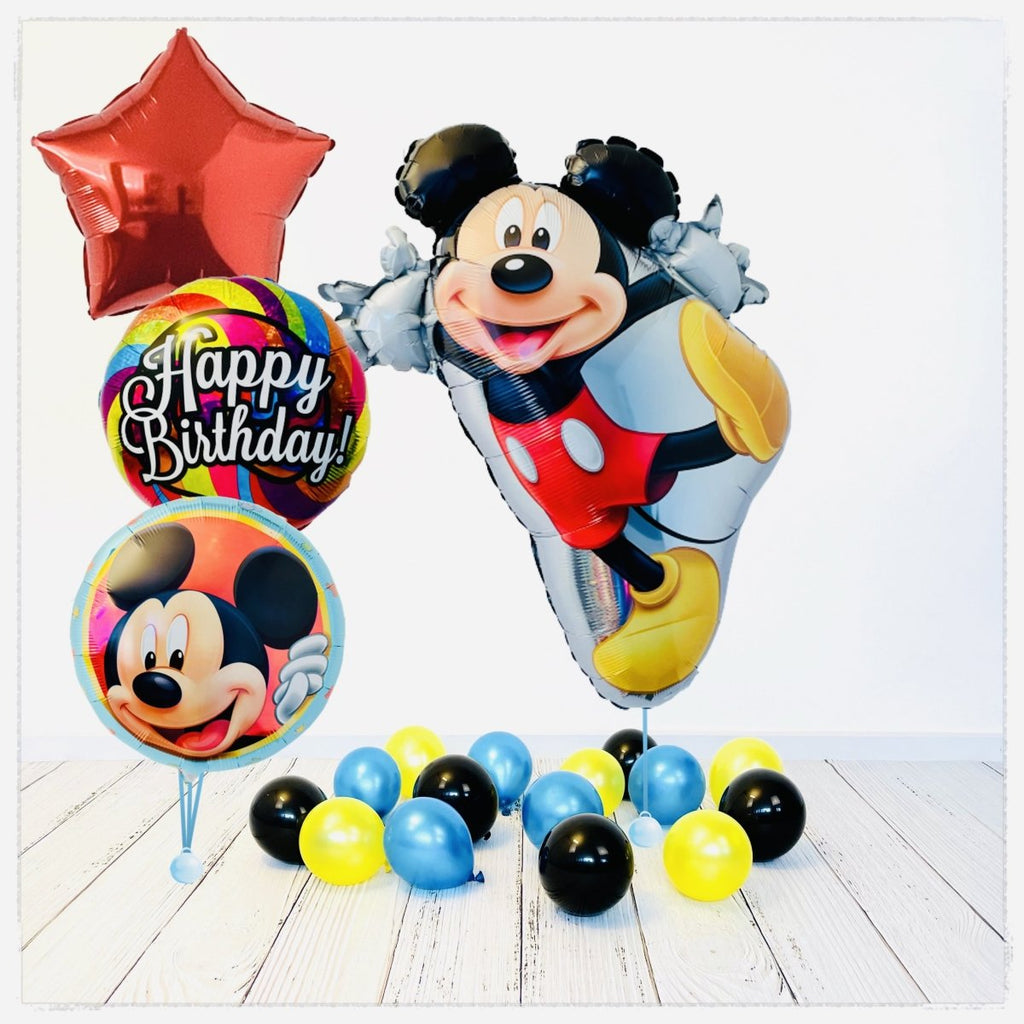 Mickey Mouse Happy Birthday Ballon Bouquet (mit Helium gefüllt) - Liscenced Bouquet