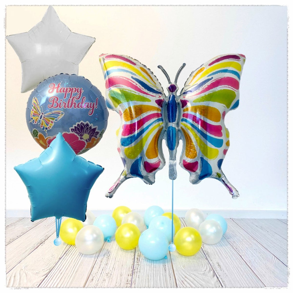 Schmetterling Happy Birthday Ballon Bouquet (mit Helium gefüllt) - Animal Bouquet