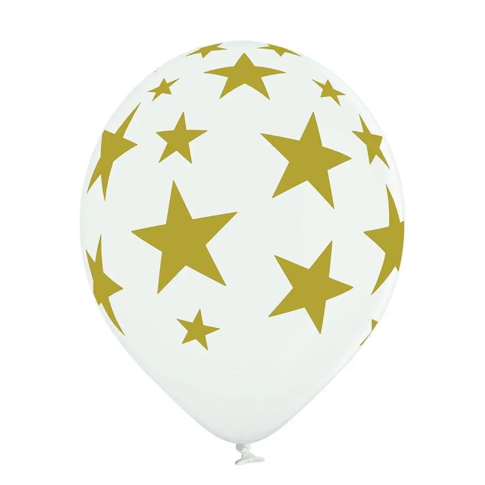 Sterne gold / weiss Ballon - Latex bedruckt