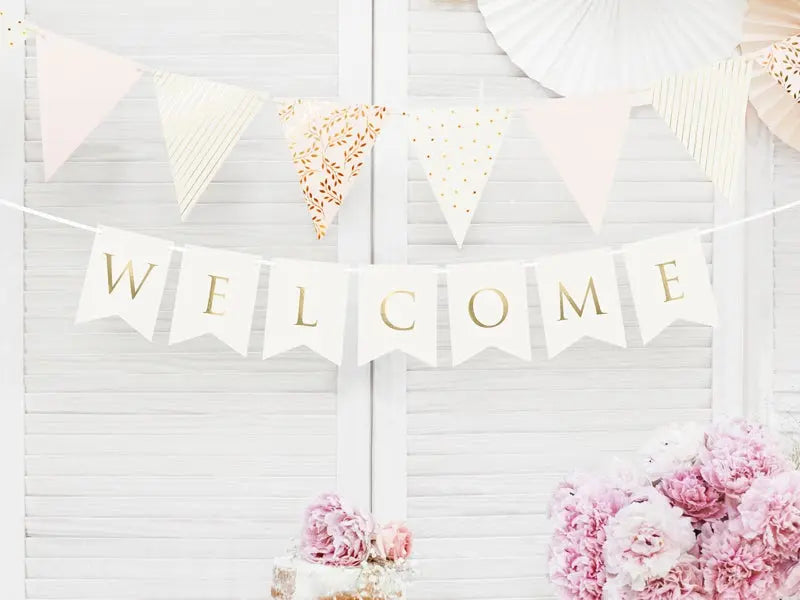 Welcome Banner Girlande weiss - Girlanden Banner