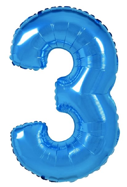 XL Blau Zahlen 3 Ballon (mit Helium gefüllt) - Zahlen Ballon blau Helium