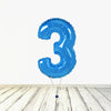 Ballon XL Bleu Chiffre 3 (Rempli d'Hélium) 