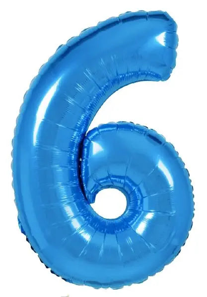 XL Blau Zahlen 6 Ballon (mit Helium gefüllt) - Zahlen Ballon blau Helium