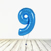 Ballon XL numéro 9 bleu (gonflé à l'hélium) 