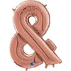 Ballon lettre XL or rose &amp; (avec hélium) 