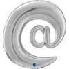 Ballon lettre XL argent @ (avec hélium) 
