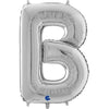 Ballon lettre XL argent B (avec hélium) 