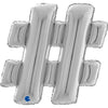 Ballon lettre XL argent # (avec hélium) 