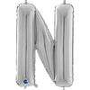 Ballon lettre XL argent N (avec hélium) 