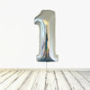 Ballon XL Holographic Silver Numbers 1 (rempli d'hélium) 