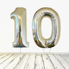 Ballon numéro 10 en argent holographique XL (rempli d'hélium) 