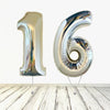 Ballon numéro 16 en argent holographique XL (rempli d'hélium) 