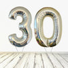 Ballon numéro 30 en argent holographique XL (rempli d'hélium) 
