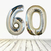 Ballon numéro 60 en argent holographique XL (rempli d'hélium) 