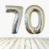 Ballon numéro 70 en argent holographique XL (rempli d'hélium) 