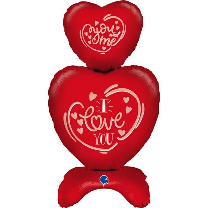 XL I Love you - you and me Herz Ballon (zum selber aufblasen mit Luft) - Airloonz