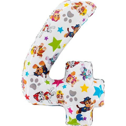 XL Paw Patrol Zahlen 4 Ballon (mit Helium gefüllt)