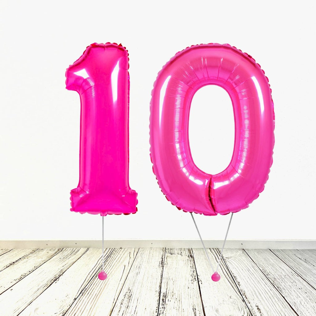 XL Pink (Fuchsia) Zahlen 10 Ballon (mit Helium gefüllt) - Zahlen Ballon Pink Helium