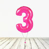 Ballon XL Rose (Fuchsia) Numéro 3 (Rempli d'Hélium) 