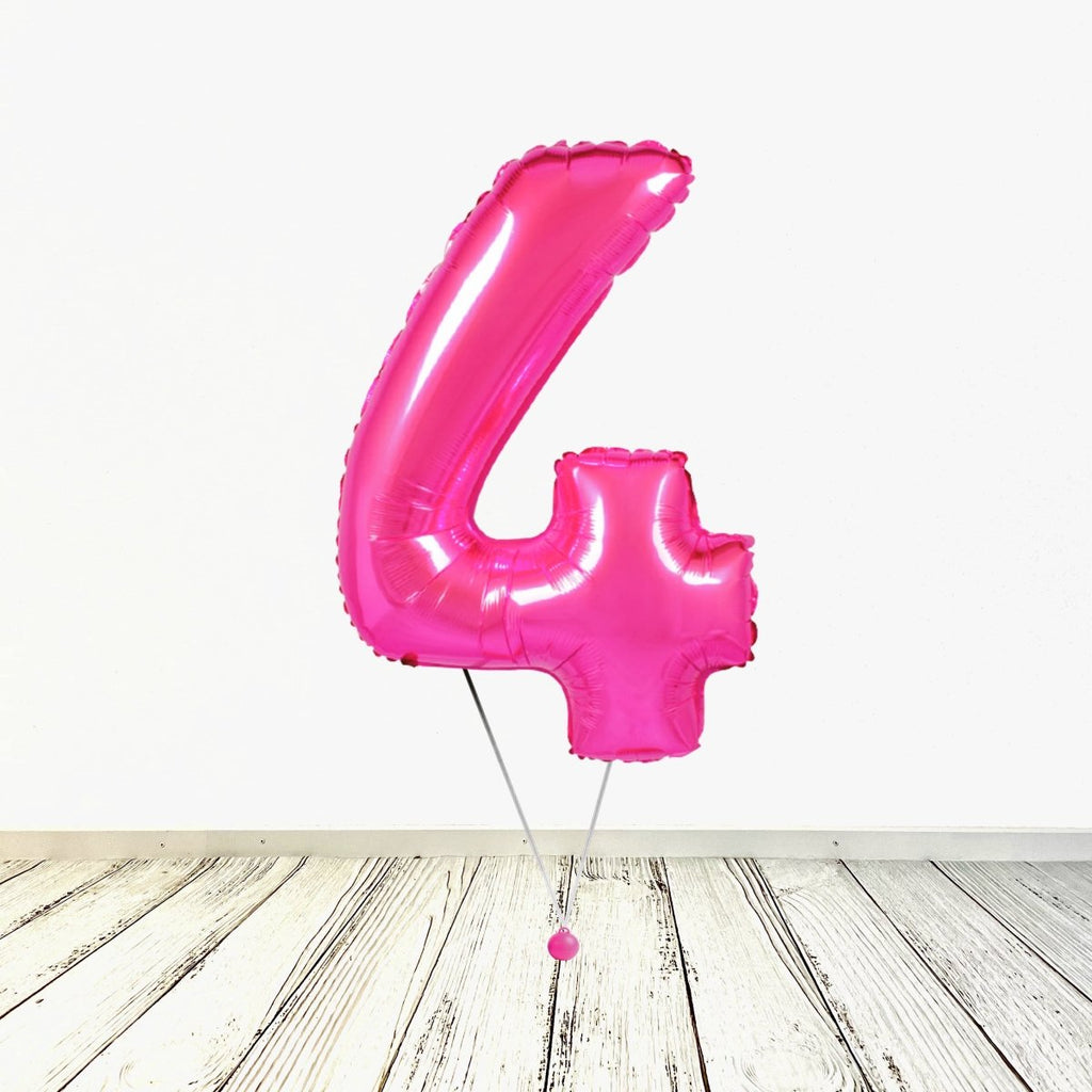 XL Pink (Fuchsia) Zahlen 4 Ballon (mit Helium gefüllt) - Zahlen Ballon Pink Helium