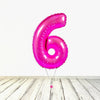 Ballon XL Rose (Fuchsia) Numéro 6 (Rempli d'Hélium) 