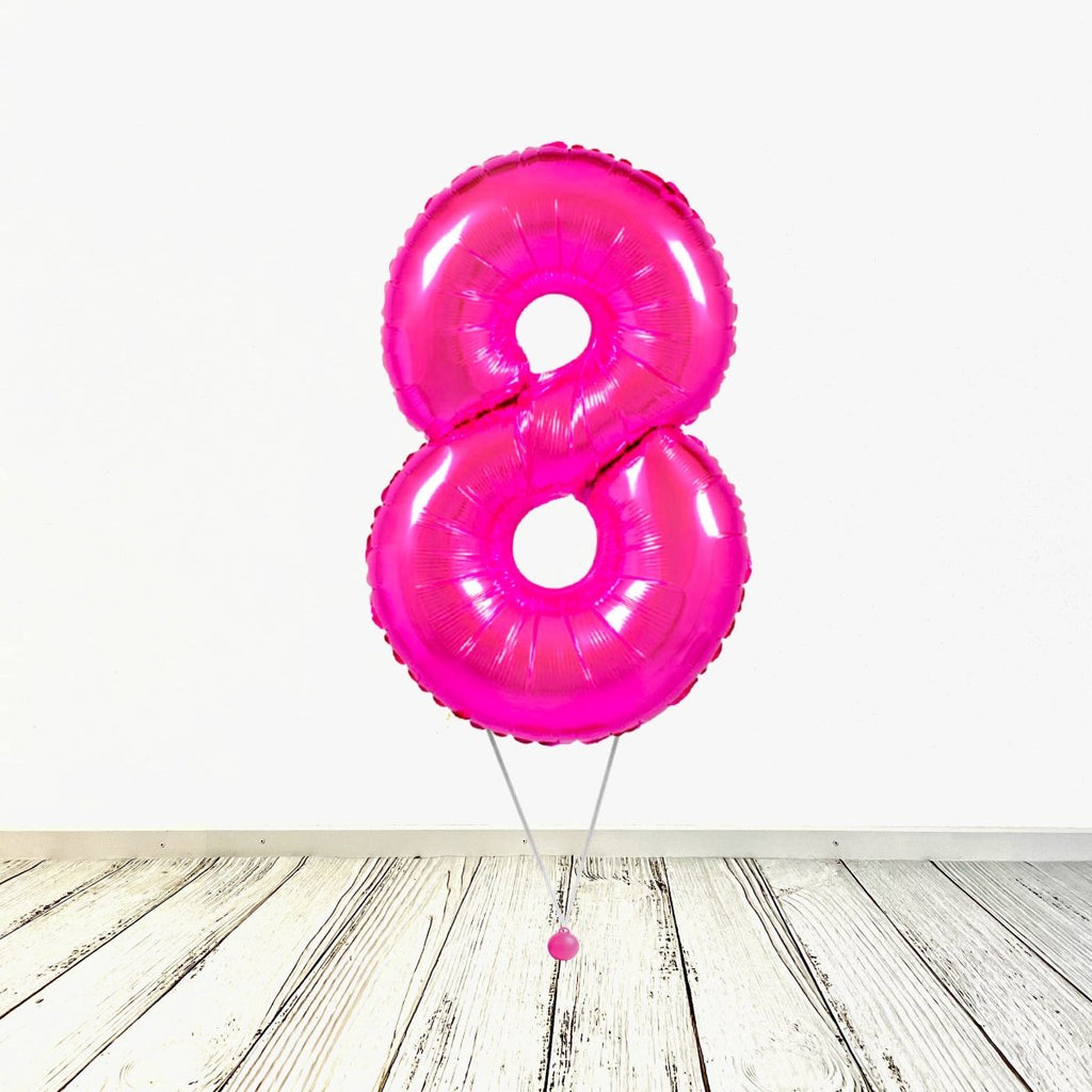 XL Pink (Fuchsia) Zahlen 8 Ballon (mit Helium gefüllt) - Zahlen Ballon Pink Helium