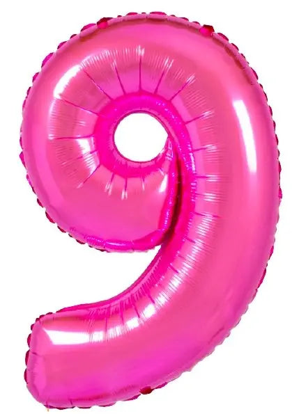 XL Pink (Fuchsia) Zahlen 9 Ballon (mit Helium gefüllt) - Zahlen Ballon Pink Helium