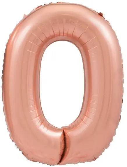 XL Rosegold Zahlen 0 Ballon (mit Helium gefüllt) - Zahlen Ballon rosegold Helium