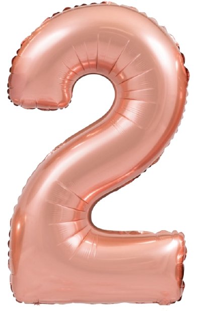 XL Rosegold Zahlen 2 Ballon (mit Helium gefüllt) - Zahlen Ballon rosegold Helium