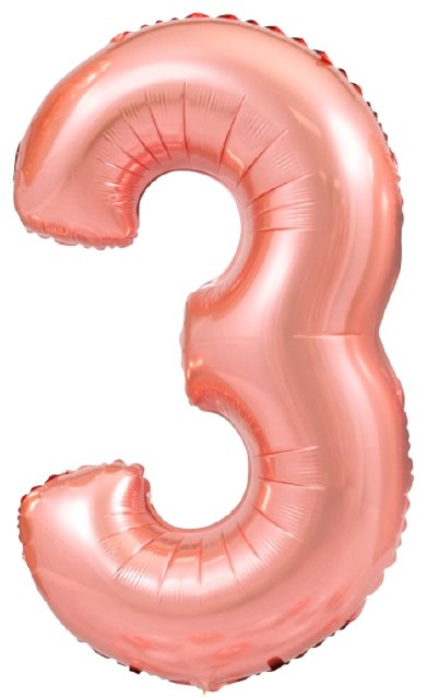 XL Rosegold Zahlen 3 Ballon (mit Helium gefüllt) - Zahlen Ballon rosegold Helium