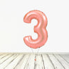 Ballon numéro 3 XL en or rose (rempli d'hélium) 