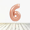 Ballon numéro 6 XL en or rose (rempli d'hélium) 