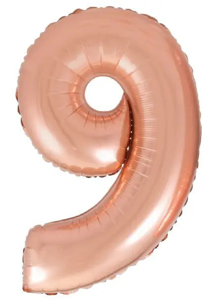 XL Rosegold Zahlen 9 Ballon (mit Helium gefüllt) - Zahlen Ballon rosegold Helium