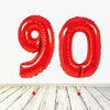 Ballon XL Chiffres Rouges 90 (Rempli d'Hélium) 