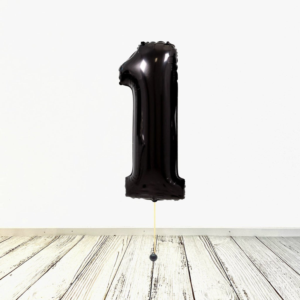 XL Schwarz Zahlen 1 Ballon (mit Helium gefüllt) - Zahlen Ballon schwarz Helium