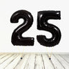 Ballon XL Noir Numéro 25 (Rempli d'Hélium) 