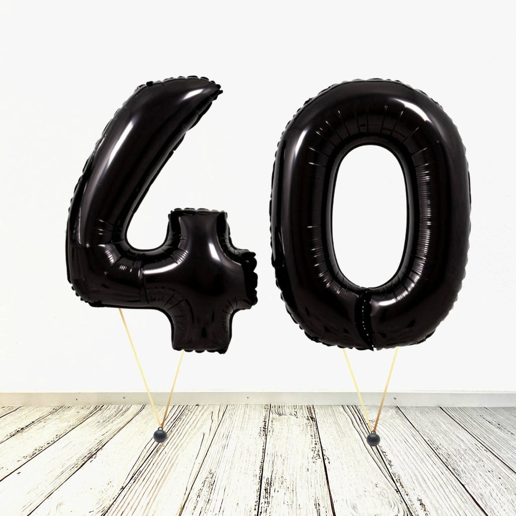 XL Schwarz Zahlen 40 Ballon (mit Helium gefüllt) - Zahlen Ballon schwarz Helium