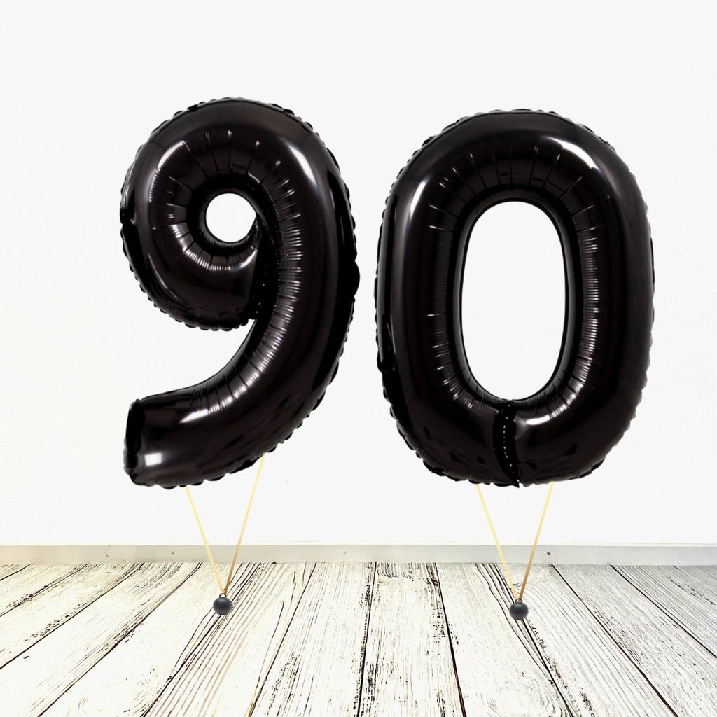 XL Schwarz Zahlen 90 Ballon (mit Helium gefüllt) - Zahlen Ballon schwarz Helium