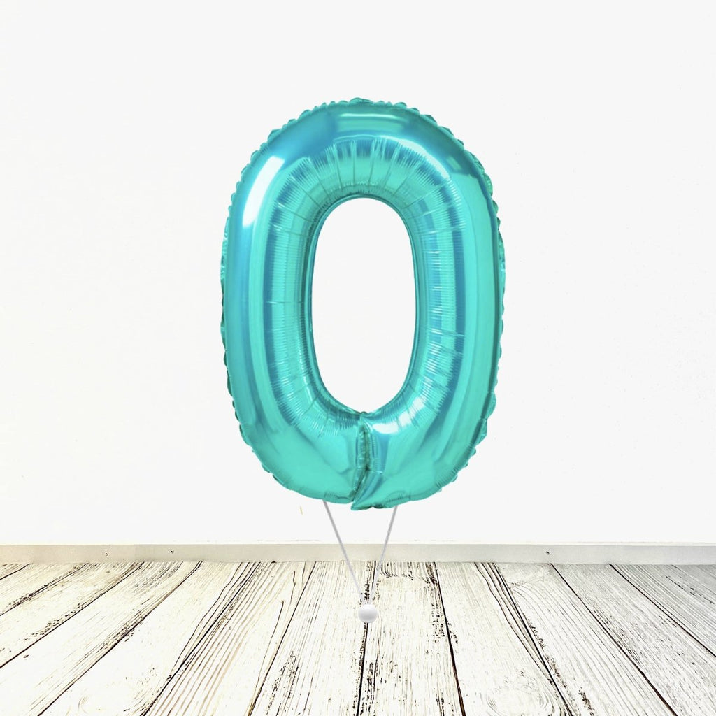 XL Tiffany Zahlen 0 Ballon (mit Helium gefüllt) - Zahlen Ballon Tiffany Helium