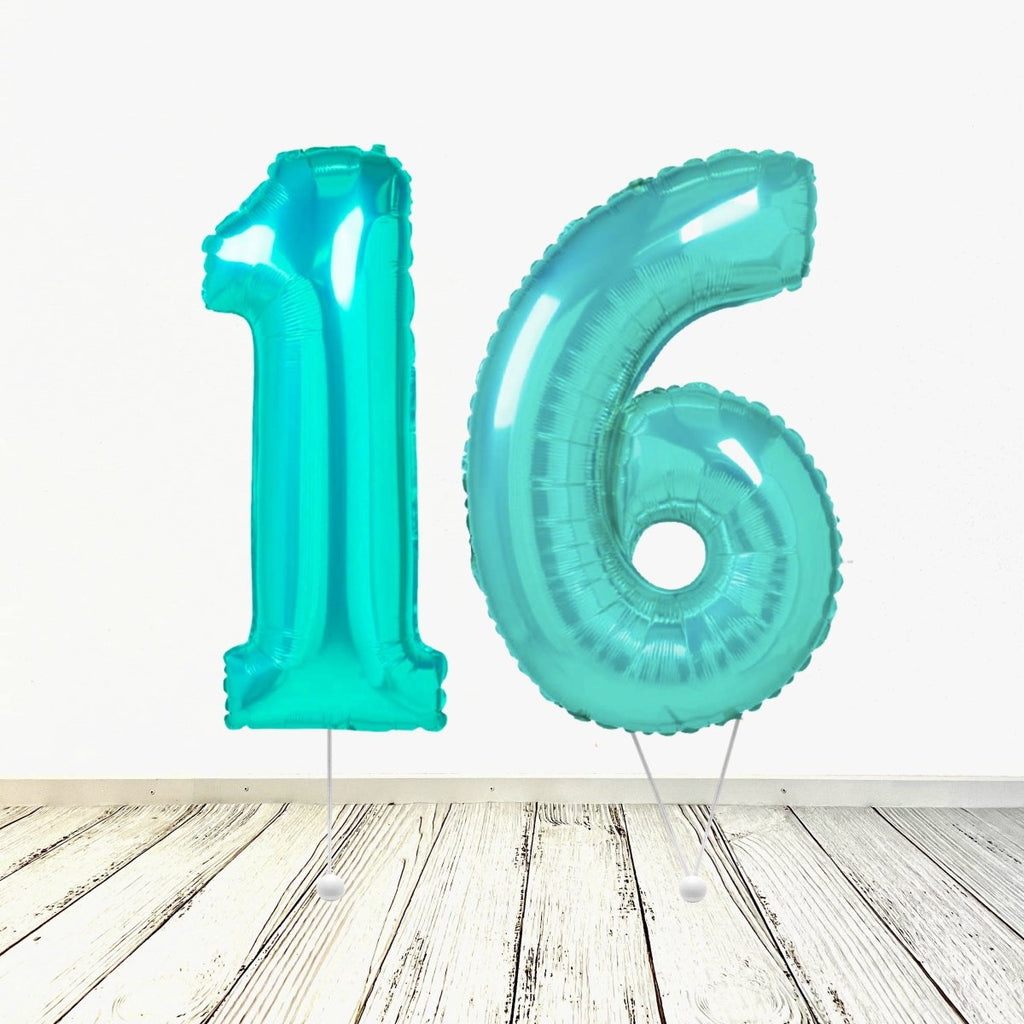 XL Tiffany Zahlen 16 Ballon (mit Helium gefüllt) - Zahlen Ballon Tiffany Helium