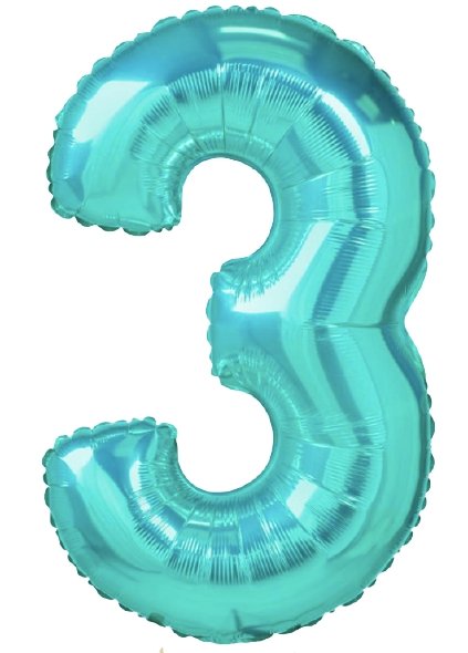 XL Tiffany Zahlen 3 Ballon (mit Helium gefüllt) - Zahlen Ballon Tiffany Helium