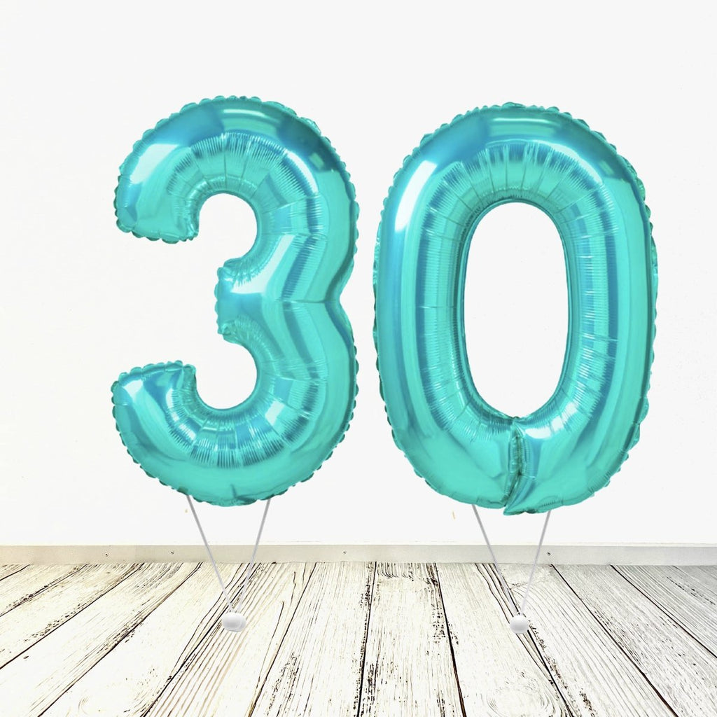 XL Tiffany Zahlen 30 Ballon (mit Helium gefüllt) - Zahlen Ballon Tiffany Helium