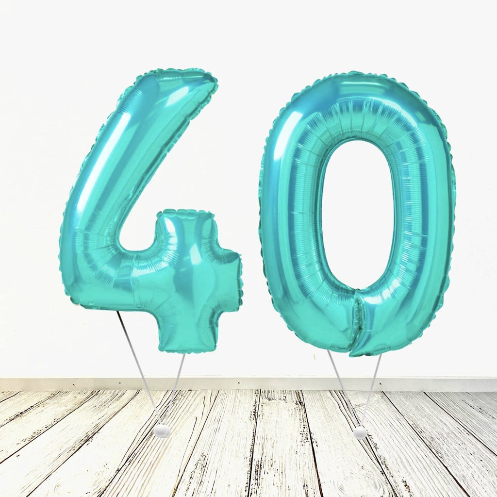 XL Tiffany Zahlen 40 Ballon (mit Helium gefüllt) - Zahlen Ballon Tiffany Helium