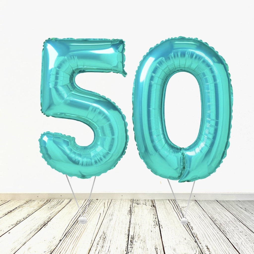 XL Tiffany Zahlen 50 Ballon (mit Helium gefüllt) - Zahlen Ballon Tiffany Helium