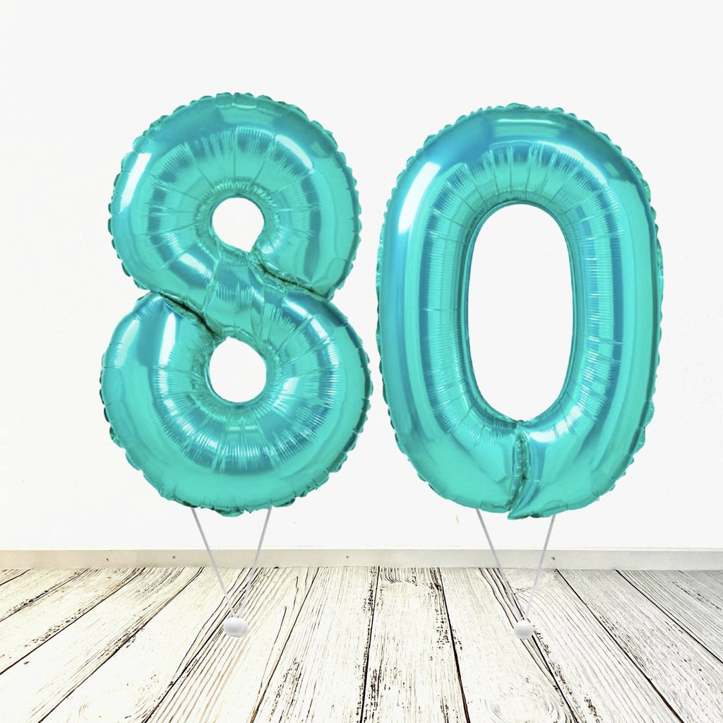 XL Tiffany Zahlen 80 Ballon (mit Helium gefüllt) - Zahlen Ballon Tiffany Helium