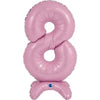Ballon numéro XL rose pastel 8 à monter (sans hélium) 