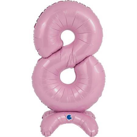 XL Zahlen Ballon Pastel Rosa 8 zum Aufstellen (ohne Helium) - Zahlen Ballon Standup Rosa