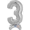 Ballon numéro XL argent 3 à monter (sans hélium) 
